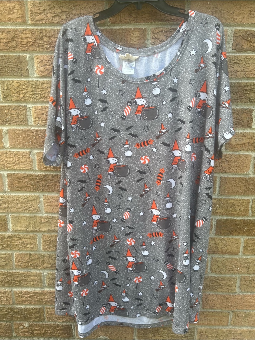 Munki Munki Peanuts Gray sleep shirt with Orange Halloween Print size 2XL